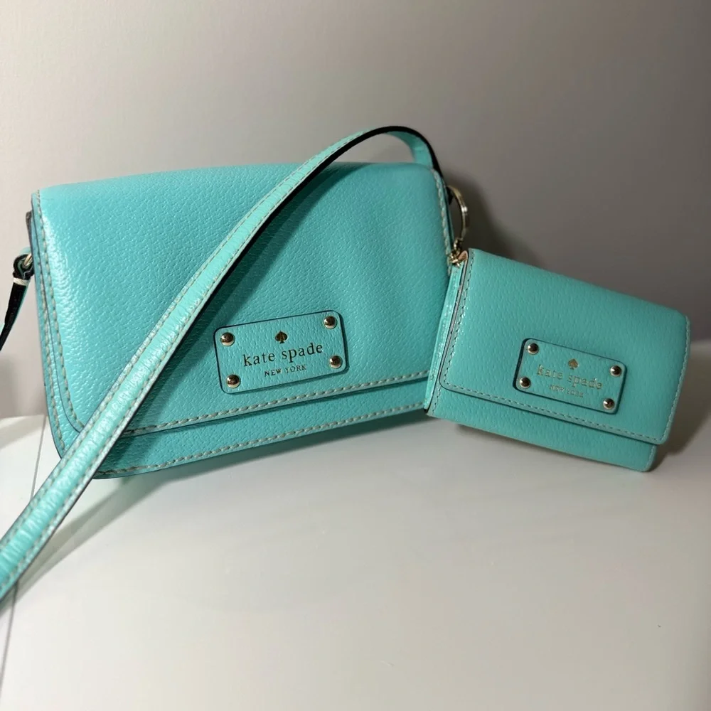 Kate Spade - Tiffany Blue Crossbody & Wallet Set, RARE